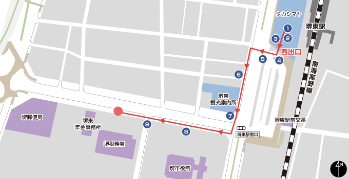 堺東 バスのりば（堺税務署前）の地図